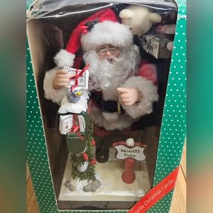 SANTA RECEIVING LETTERS AT THE NORTH POLE W/ LIGHT AND SOUND CHRISTMAS VTG 1993
